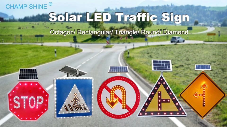 Solar Power Traffic Road Warning Sign Customized Size Aluminum Alloy Square LED Flashing Traffic Pedestrian Directional Signs with High Reflective Film