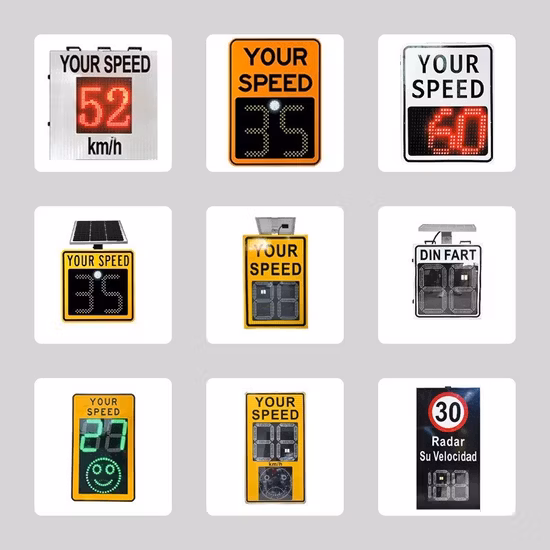 Señal de advertencia de tráfico de velocidad de aluminio con pantalla LED cuadrada personalizada